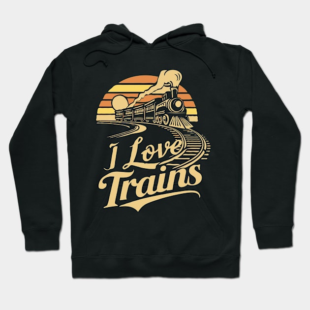 I Love Trains, Train Lover Hoodie by Chrislkf